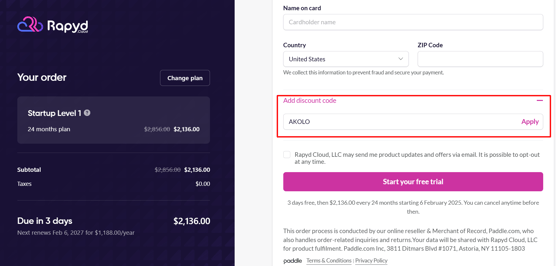 Rapyd Cloud coupon code