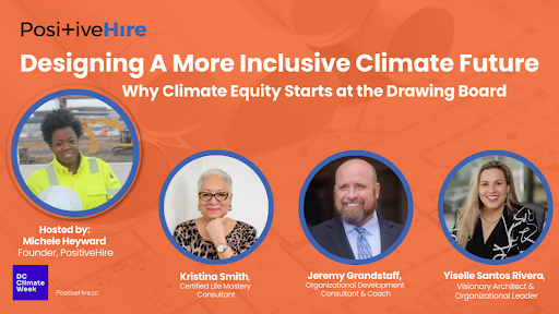 Michele Heyward and speakers presenting inclusive climate strategies at DC Climate Week