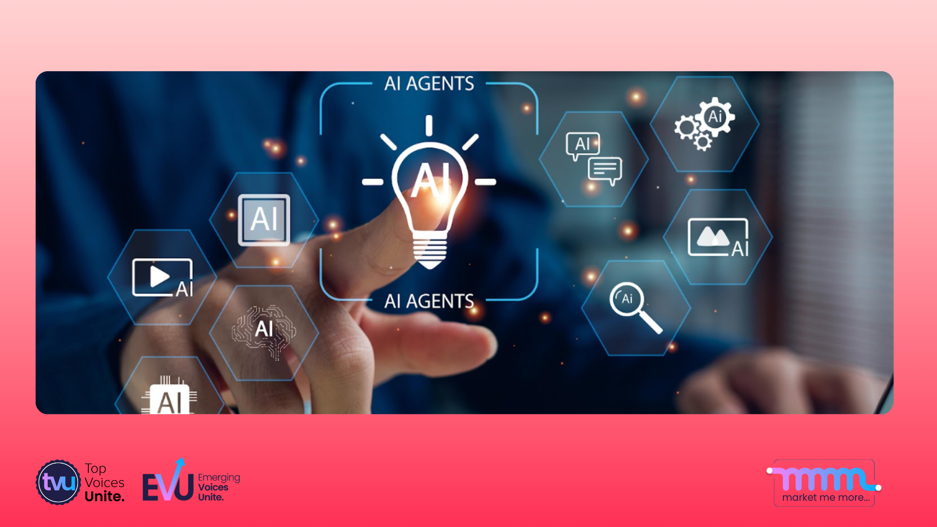 AI agents concept with digital interface and business professional using laptop