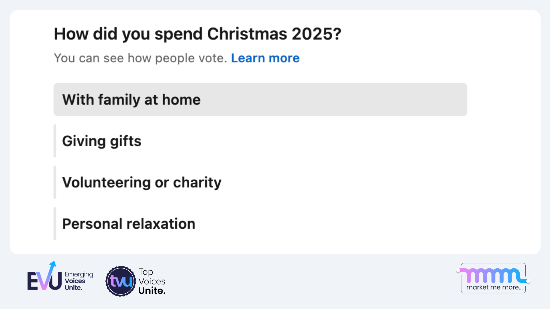 Christmas reflection poll leadrship community