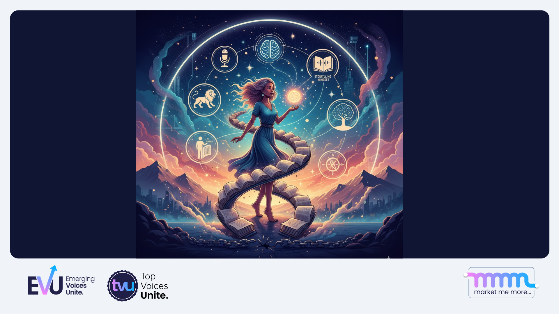 Storytelling mindset self leadership growth emotional intelligence courage empowerment illustration