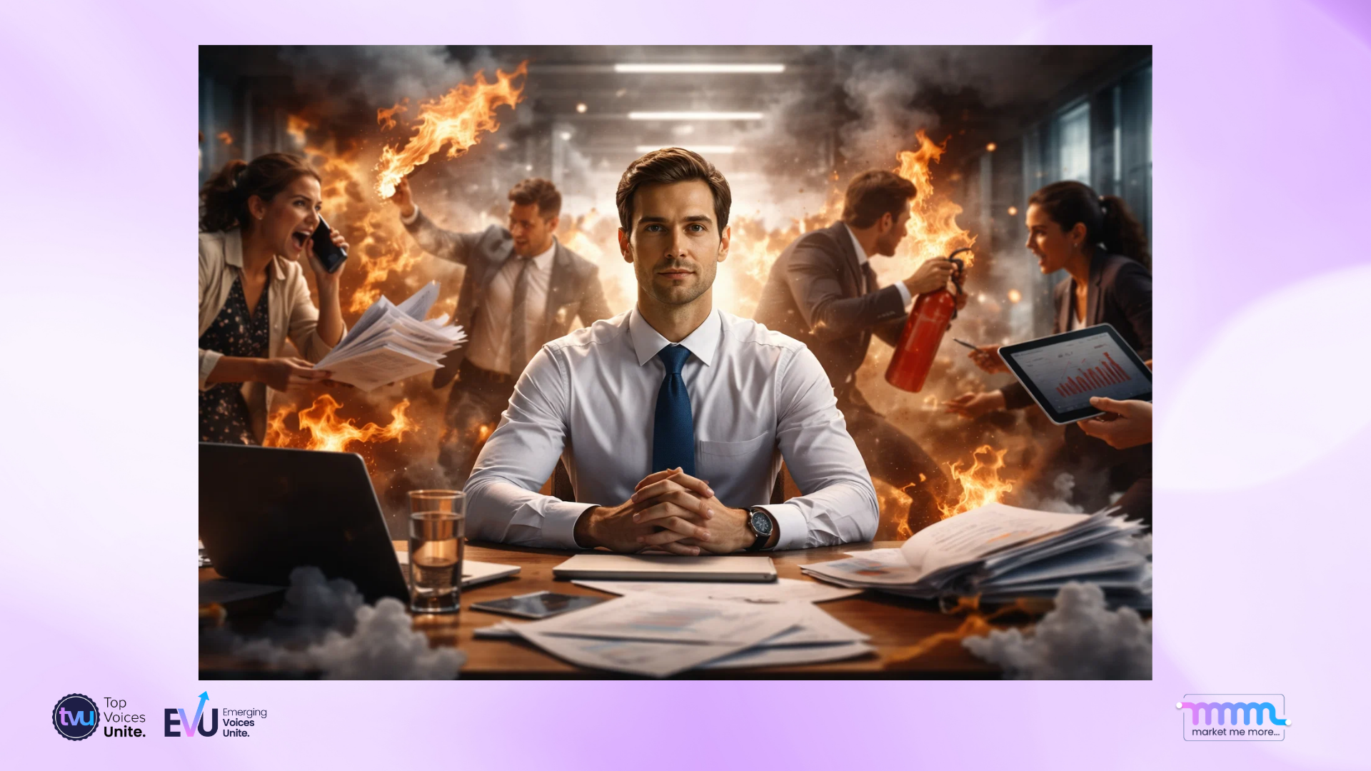 Conceptual visual of leadership training under pressure, symbolizing calm response in high-stress environments