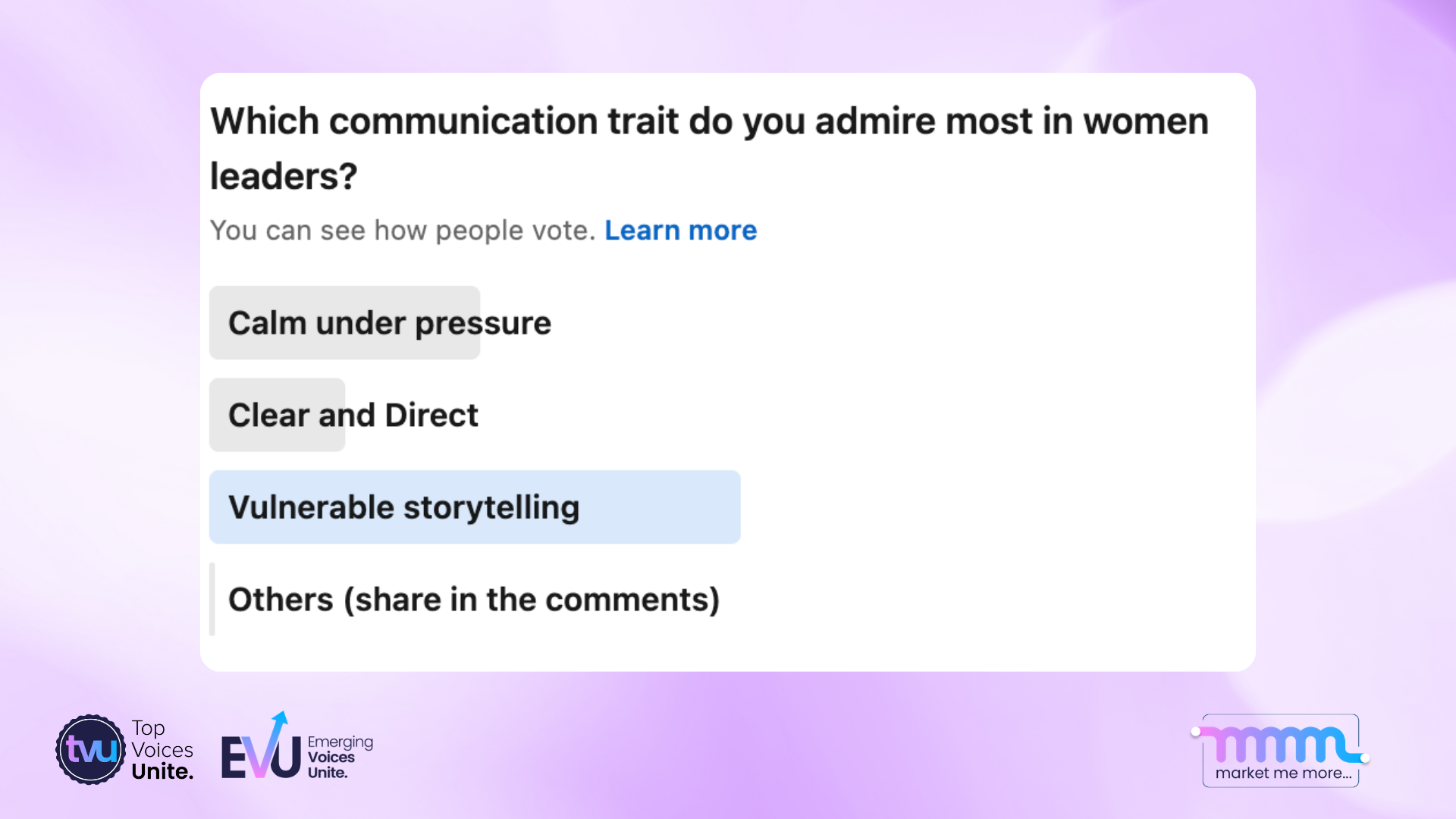 LinkedIn poll for our Voices on communication trait do they admire to women leaders
