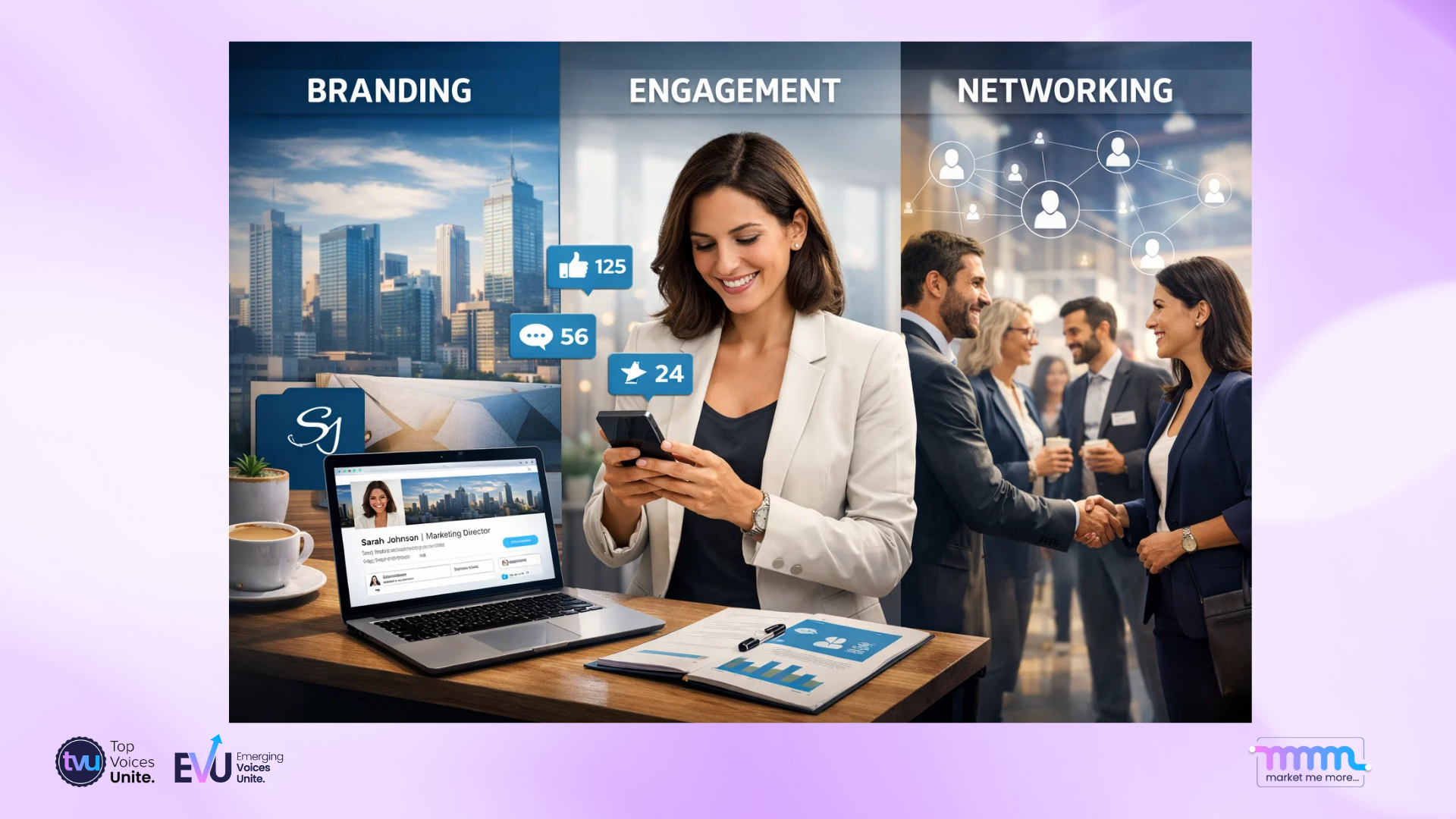 Professional LinkedIn profile storytelling concept showing branding, engagement, and networking