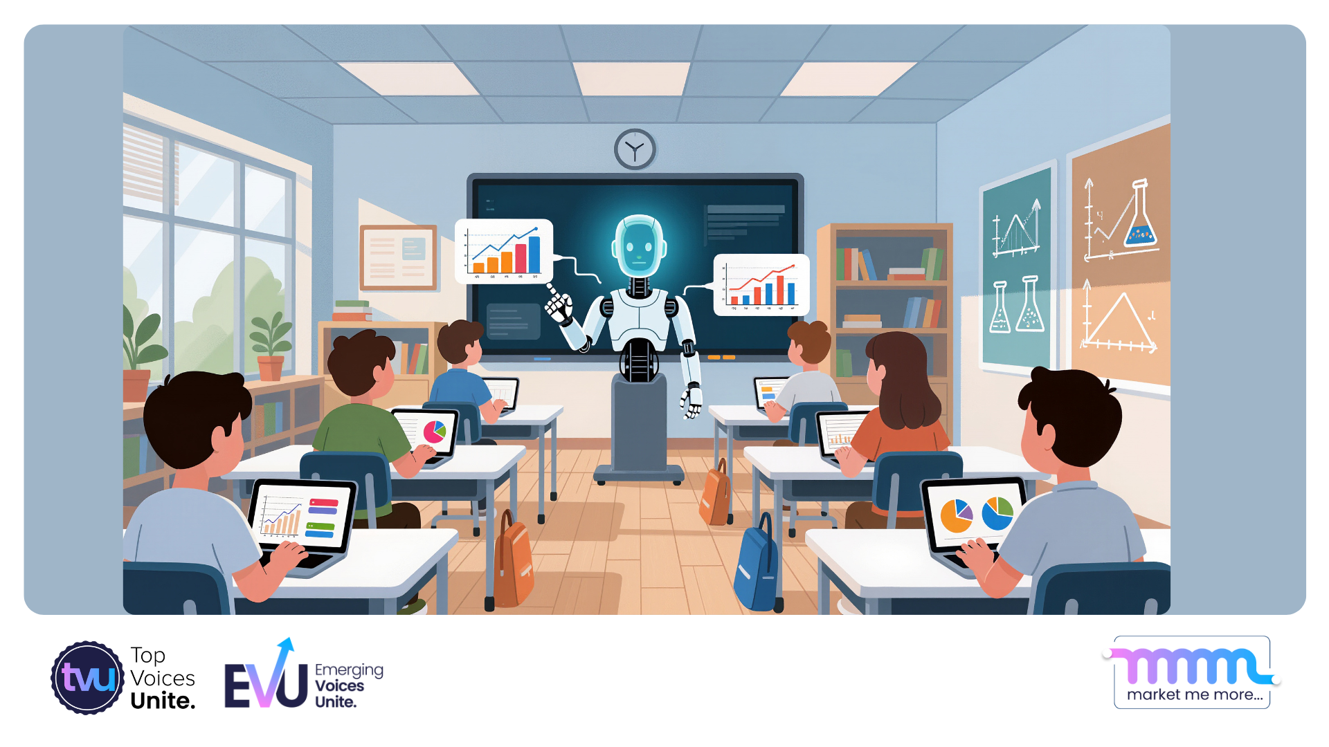 Students using AI tools in a classroom settings