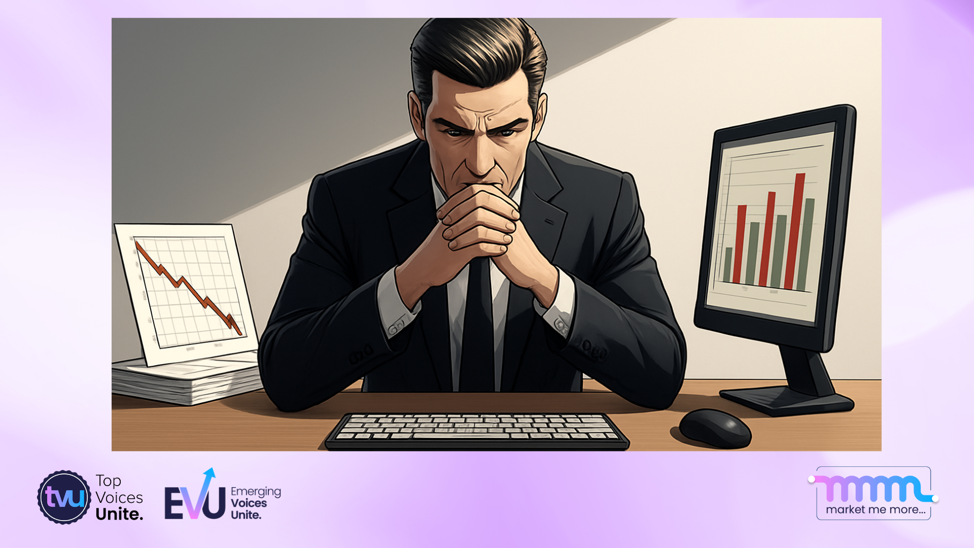 Professional reviewing a difficult performance evaluation, symbolizing career setbacks and reflection