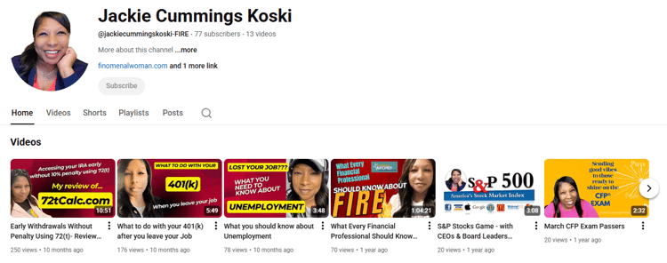 Jackie Cummings Koski's YouTube Channel