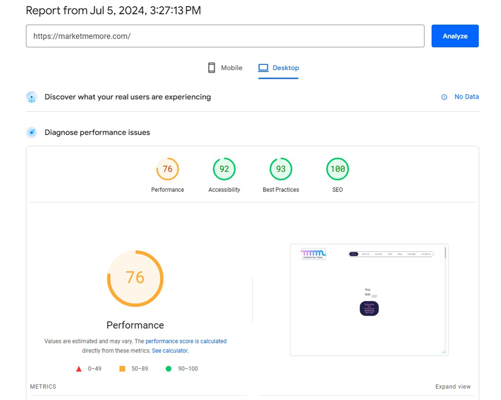 PageSpeed Insights Report