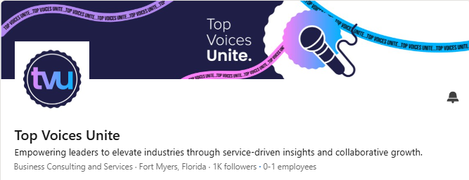 Top Voices Unite's Company LinkedIn Page