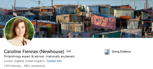 Caroline Fiennes' LinkedIn Profile