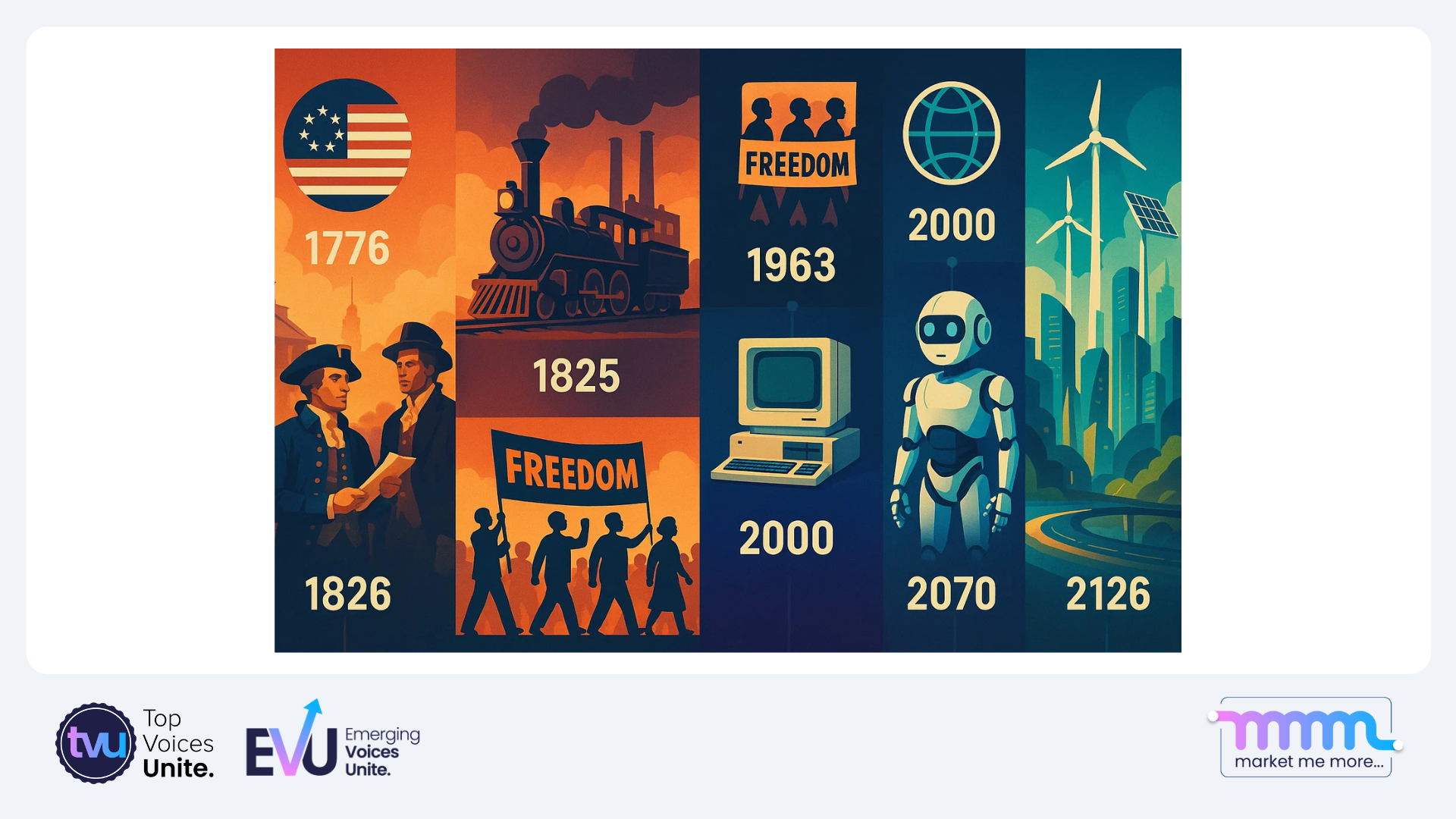 timeline graphic showing America’s history from 1776 to 2126