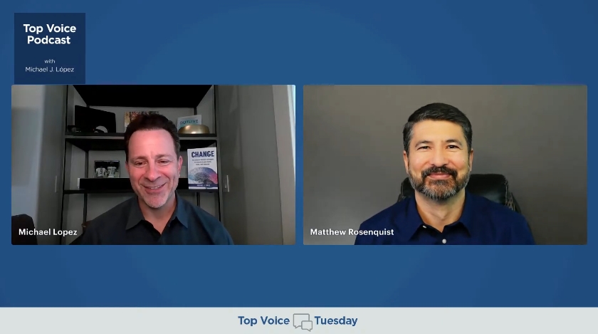 Michael Lopez and Matthew Rosenquist on a virtual video call discussing leadership topics