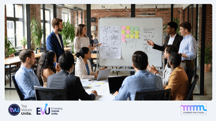 Team collaboration in modern workspace - innovation culture