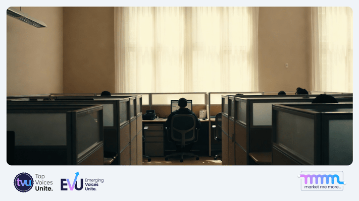 A quiet professional office setting with soft natural lighting