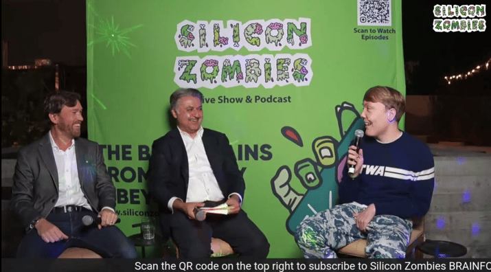 Jay Neo and the Silicon Zombies team on stage at the Park James Hotel in Menlo Park