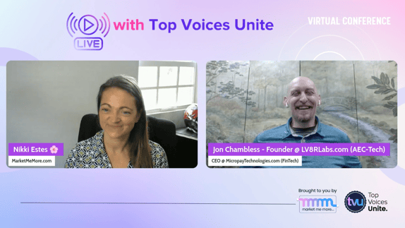 Nikki Estes and Jonathon Chambless during their discussion on leadership and construction technology on Live with Top Voices Unite