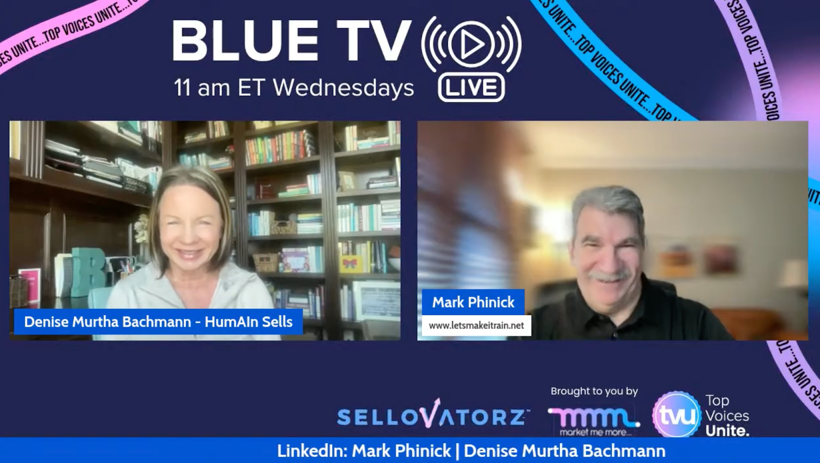 BlueTV podcast episode featuring Denise Murtha Bachmann and Mark Phinick on enterprise sales leadership