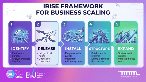 IRISE framework (Identify. Release, Install, Structure & Expand) applied to business scaling