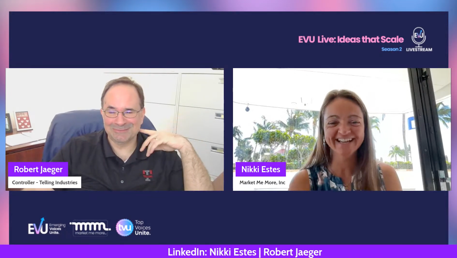 EVU Live Nikki Estes and Robert Jaeger finance leadership discussion
