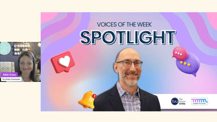 Nikki Estes spotlighting Tim Dickey on Voices of the Week, discussing rapid testing culture, team adaptation, and continuous improvement strategies