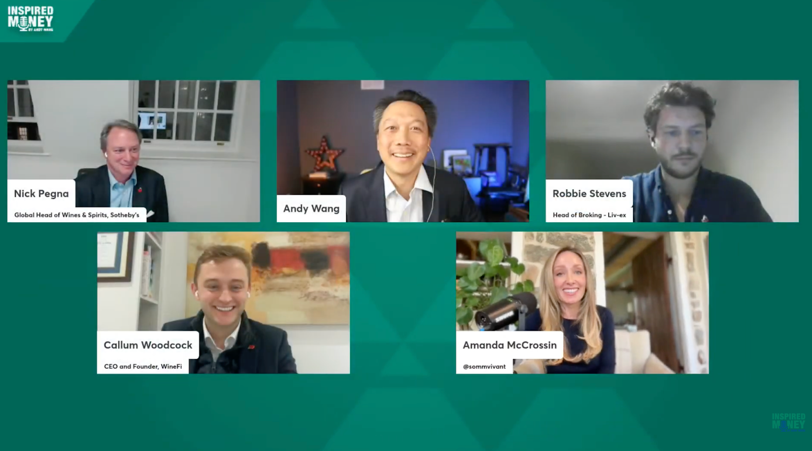 Andy Wang with leaders discussing wine auctions