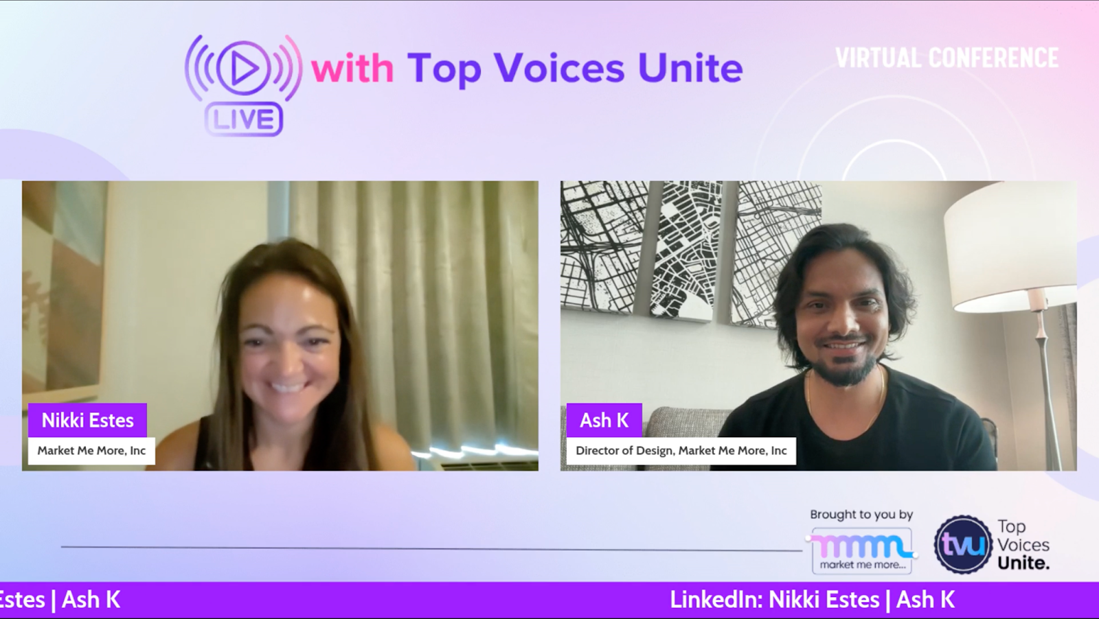 Nikki Estes and Ash K of Market Me More speaks about designs and emotion at Live with Top Voices Unite