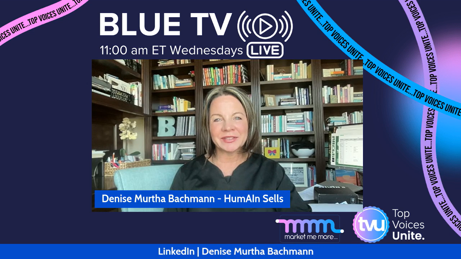 Denise Murtha Bachmann on BlueTV explaining how todesign natural CTAs that turm LinkedIn content into engaging conversations