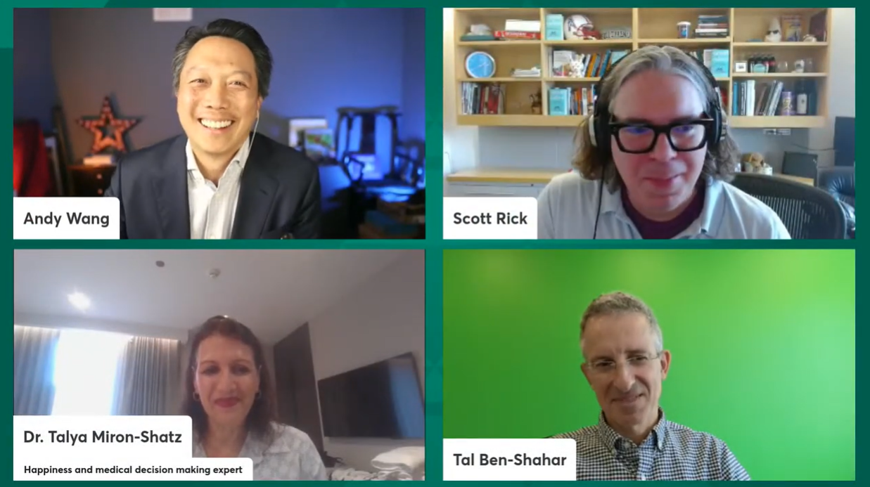 Inspired Money livestream with Andy Wang and guest experts discussing financial happiness and mental health