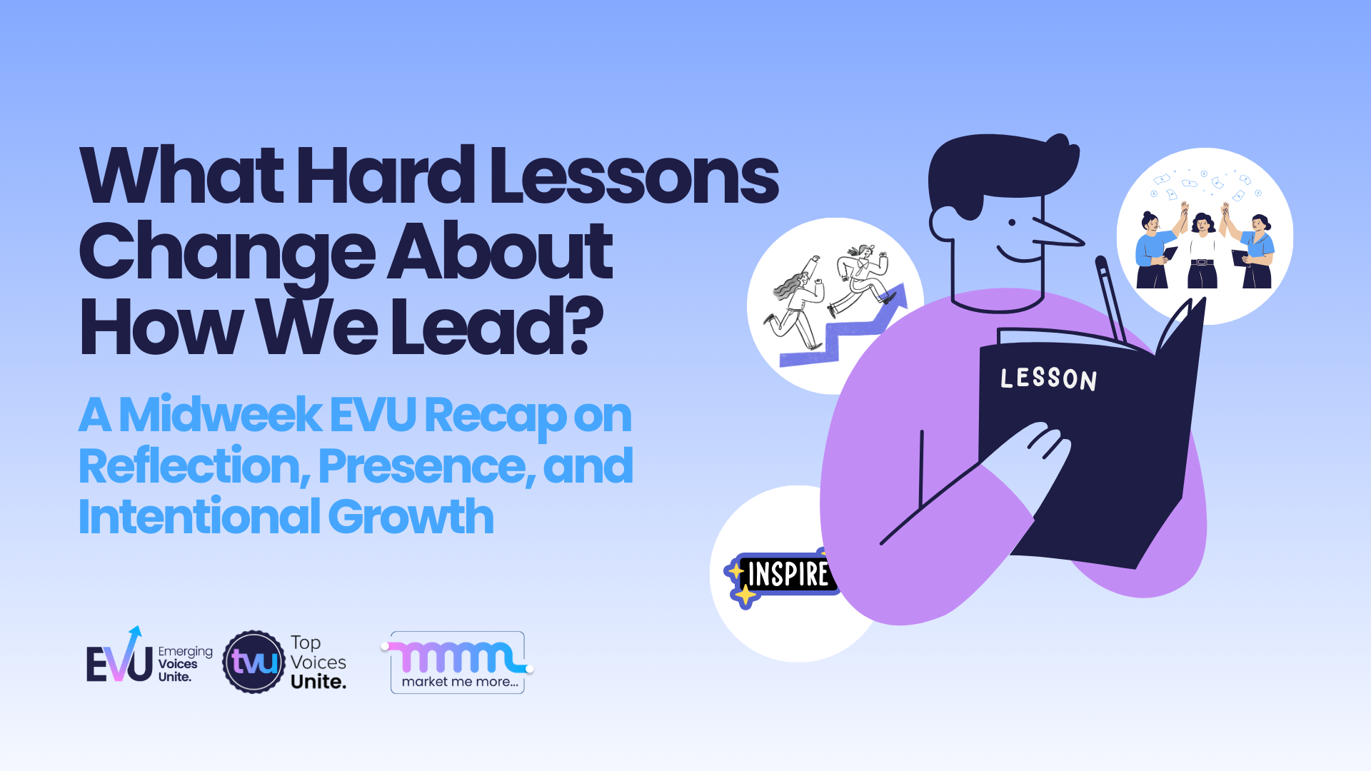 Reflective leadership illustration showing a person reading lessons journal, symbolizing how hard experiences quietly shape leadership mindset