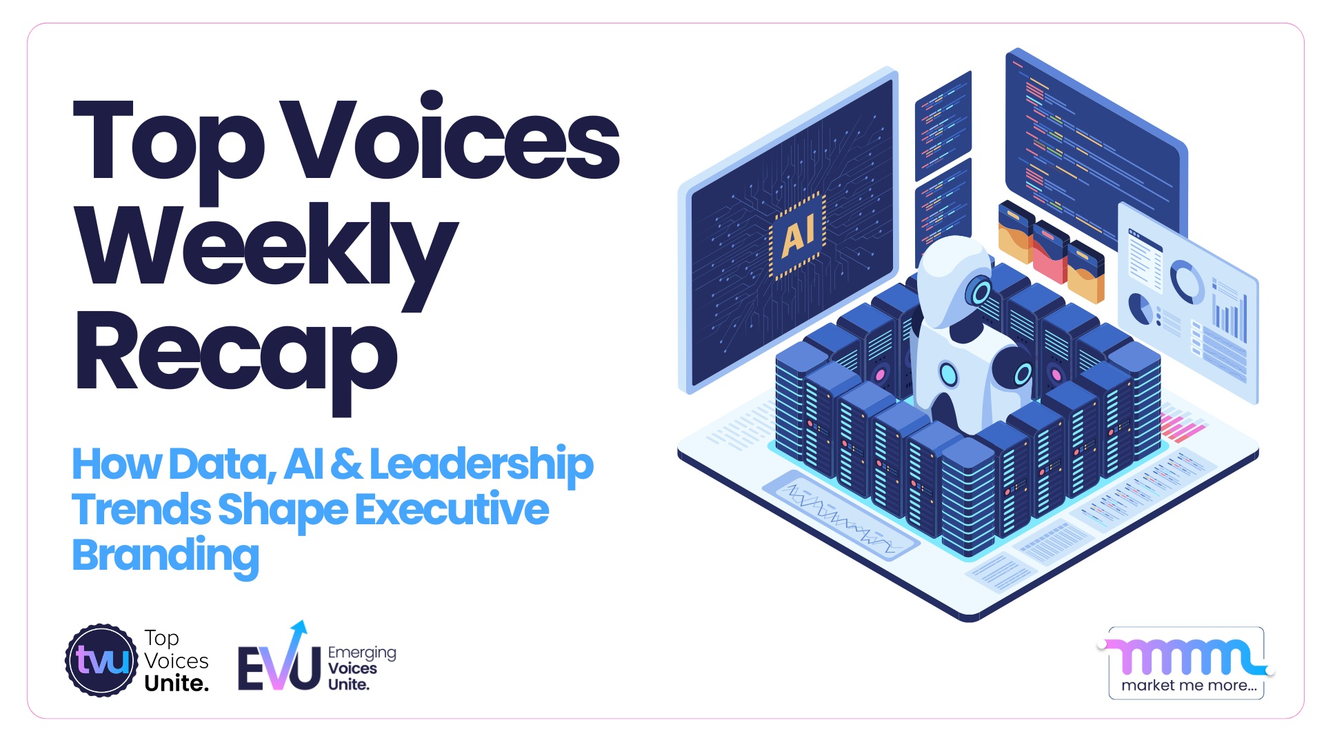 AI technology and data dashboards representing how AI, data, and leadership trends shape executive branding
